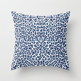 Blue Leopard Skin Throw Pillow