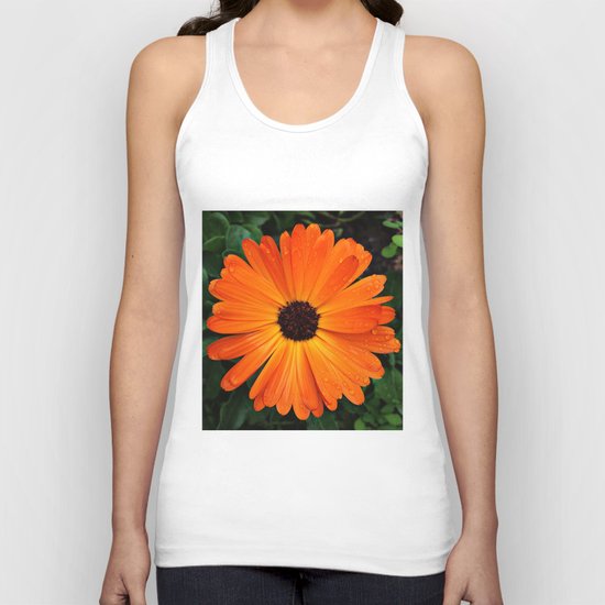 SMILE - DAISY FLOWER #3 #Orange #Raindrops Unisex Tank Top
