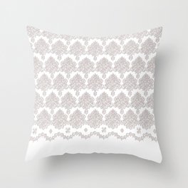 Off-White Damask Chenille with Lace Edge Throw Pillow