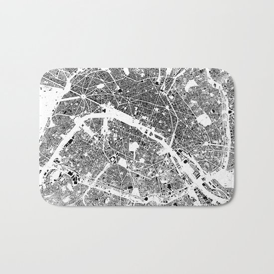 Paris Map Schwarzplan Only Buildings Bath Mat