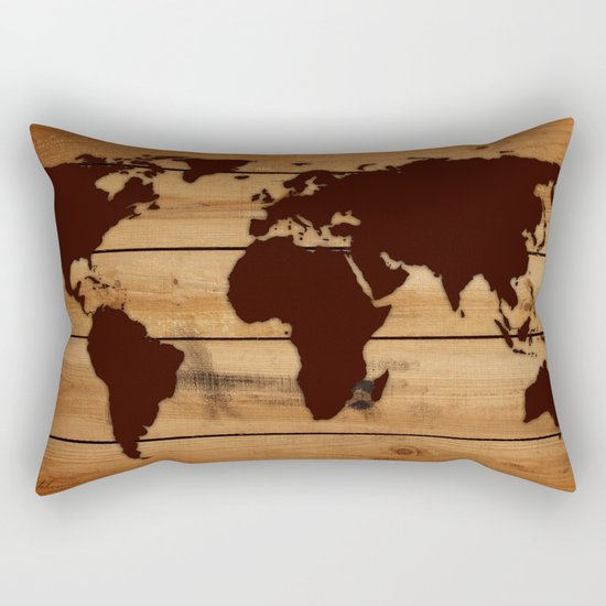 map world wood Rectangular Pillow
