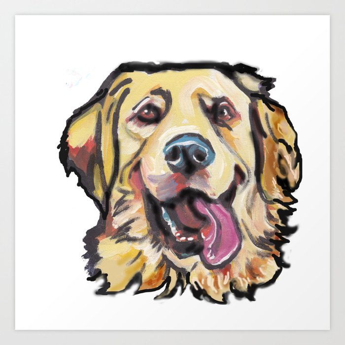 Fun Golden Retriever Dog Bright Colorful Pop Art Art Print By