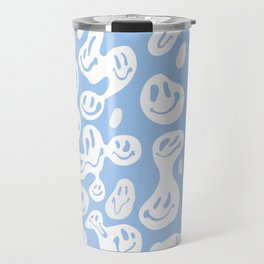 Pastel Blue Dripping Smiley Travel Mug