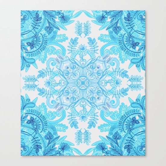 Symmetrical Pattern in Blue and Turquoise Canvas Print