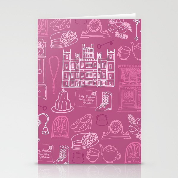 Downtown Abbey Revisited - PINK Stationery Cards