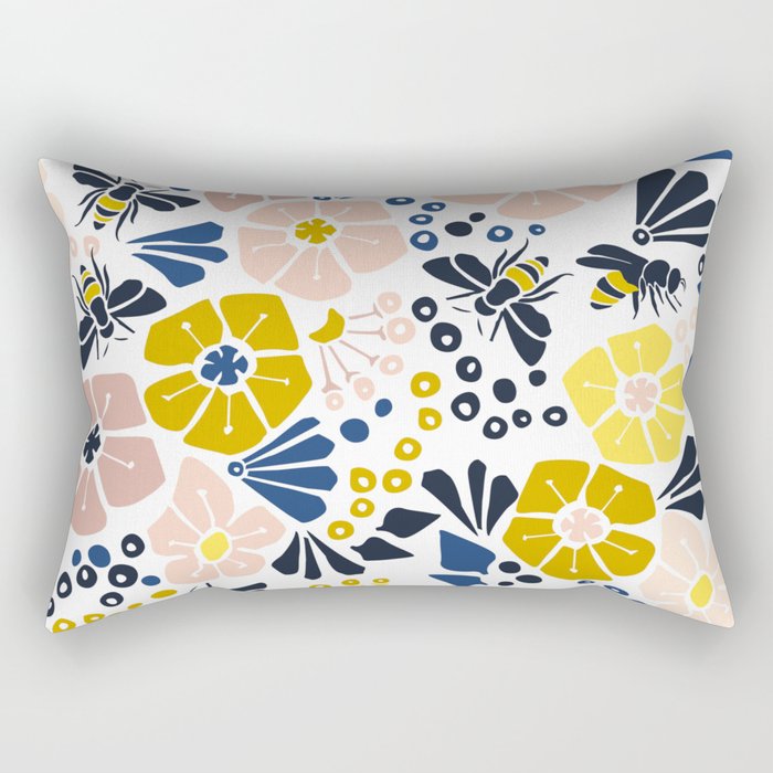 Flower meadow with bees Rectangular Pillow