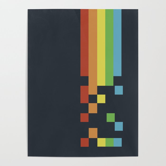 1980s Colorful Vintage Bitmap Pixel Poster