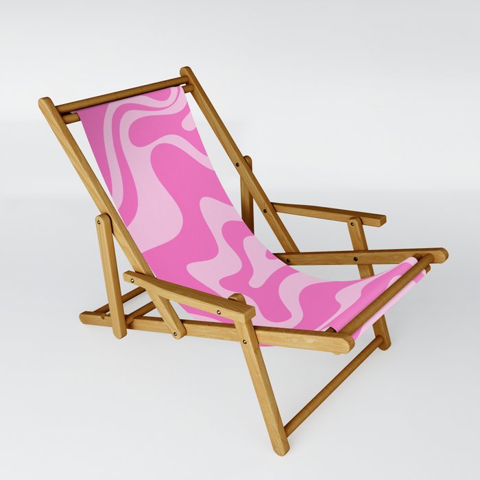 Retro Liquid Swirl Abstract Pattern in Y2K Pink Tones Sling Chair