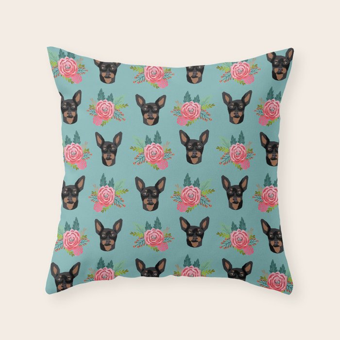 Min Pin miniature doberman pinscher dog breed dog faces cute floral dog