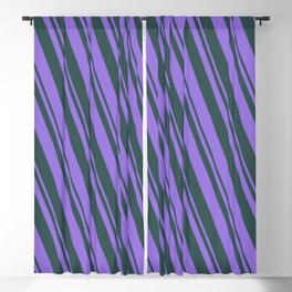 [ Thumbnail: Purple and Dark Slate Gray Colored Lined/Striped Pattern Blackout Curtain ]