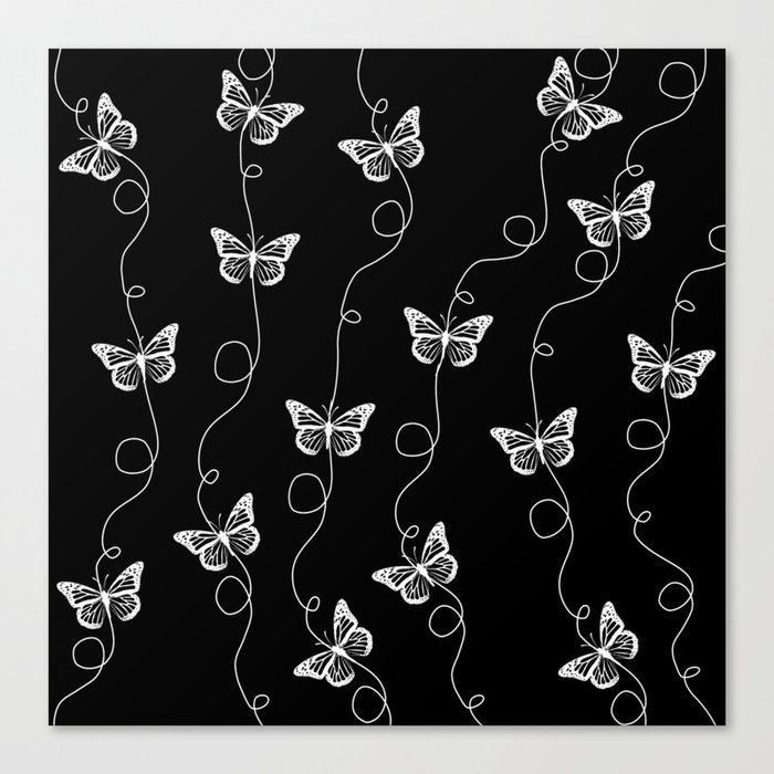 Black and White Butterfly Pattern Canvas Print