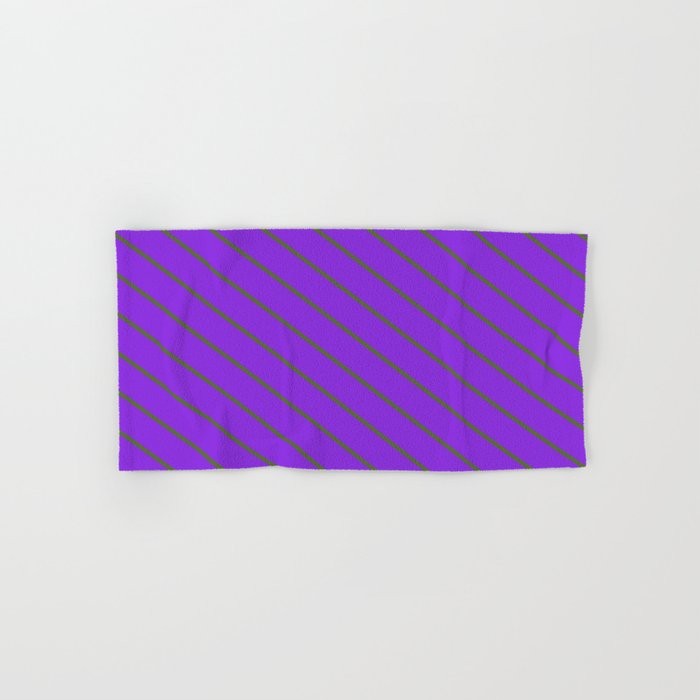 Dark Olive Green and Purple Colored Stripes/Lines Pattern Hand & Bath Towel