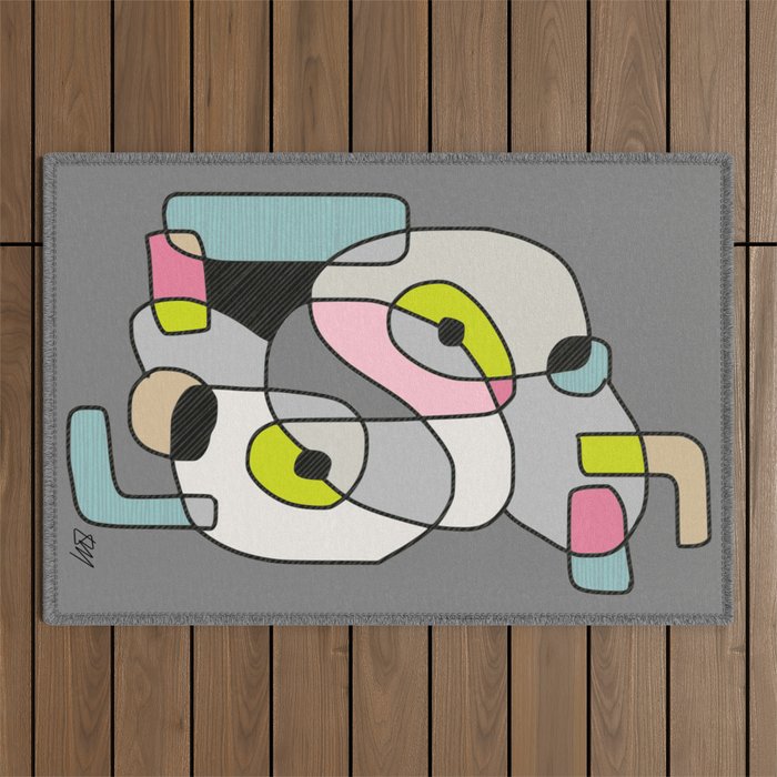 Abstract Painting of a Dog (1) - Modern Artwork Outdoor Rug