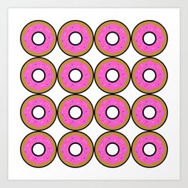Yummy Frosted Pink Donut with Rainbow Sprinkles Art Print
