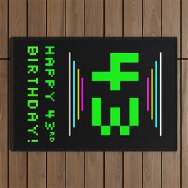 [ Thumbnail: 43rd Birthday - Nerdy Geeky Pixelated 8-Bit Computing Graphics Inspired Look Outdoor Rug ]