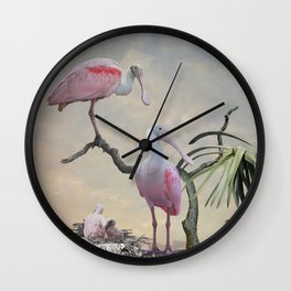 Spoonbills Of Florida Wall Clock