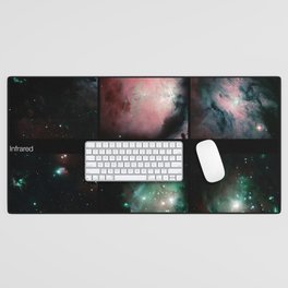 galaxy nebula visible vs infared pink seafoam Desk Mat