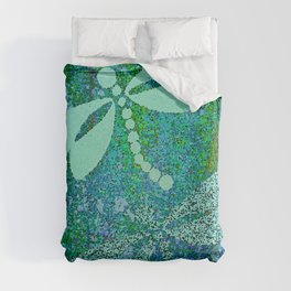 Dragonfly Green and Blue Duvet Cover