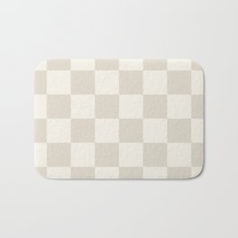 Checkerboard Check Checkered Pattern in Mushroom Beige and Cream Bath Mat