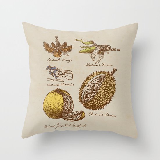 Steampunk Fruit Throw Pillow
