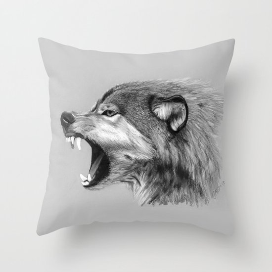 Roaring Wolf Throw Pillow