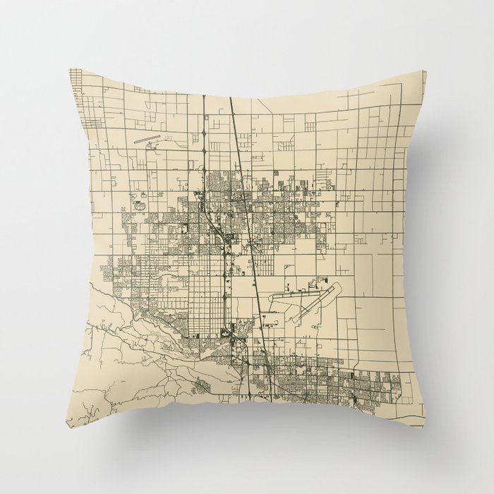 Lancaster, USA - Vintage City Map - United States of America Throw Pillow