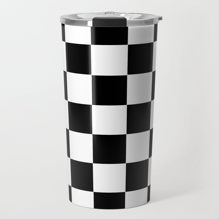 Traditional Black And White Chequered Start Flag Travel Mug