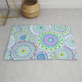 Mandala Maze Purple Rug | Lace, Colorful, Green, Blue, Revolving, Circles, Graphicdesign, Purple, Overlappingpattern, Repeat 