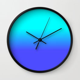 Neon Blue and Bright Neon Aqua Ombré Shade Color Fade Wall Clock
