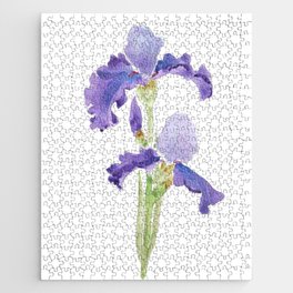 two purple irises ink and watercolor Jigsaw Puzzle