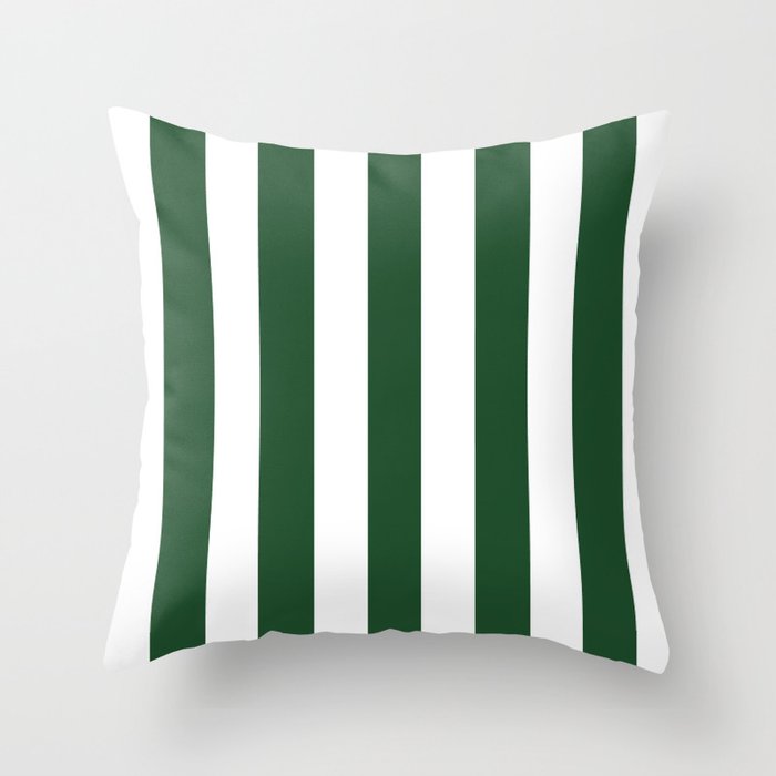 Cal Poly Pomona green - solid color - white vertical lines pattern Throw Pillow