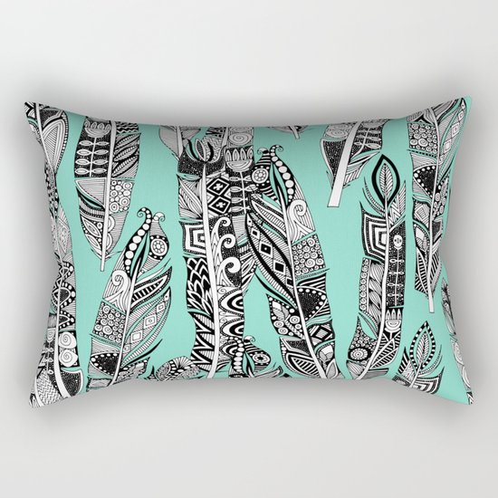 geo feathers mint Rectangular Pillow