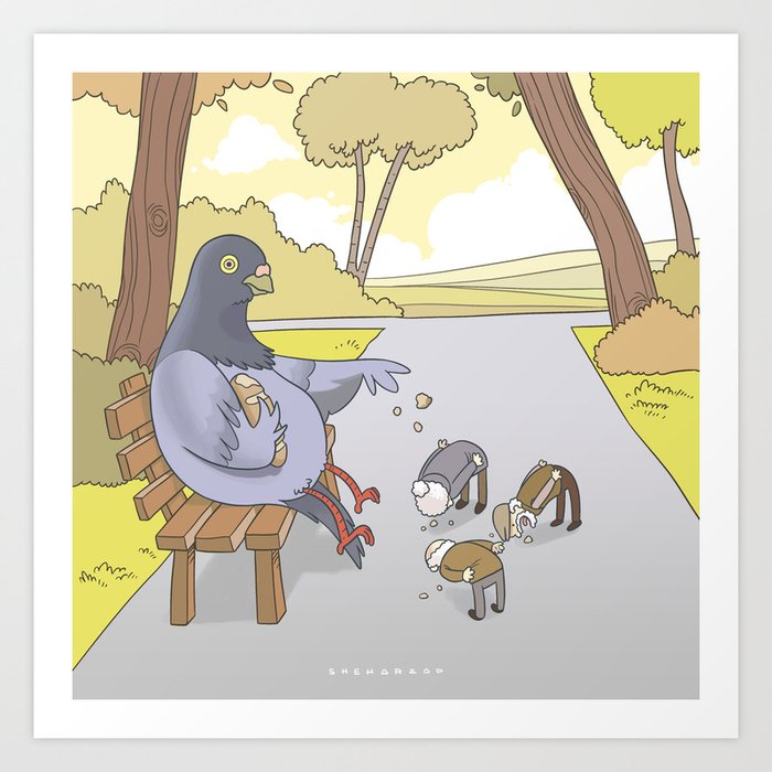 Pigeon Feeding Art Print