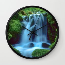 Waterfall in the forest Wall Clock