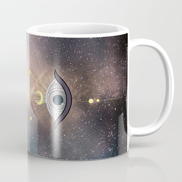 Spiritual Starry Sky Gold Moon Hamsa Celestial Landscape Coffee Mug