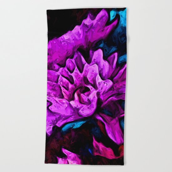 Lavender Flowers with Blue Petals and some Pink Beach Towel