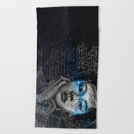 Portrait of A Sick Feeling Beach Towel