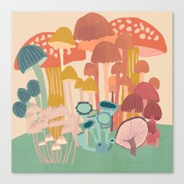 Mushroom Family Canvas Print | Naturescene, Colorfulart, Funghi, Digital, Mushroo, Outdoors, Mushroom, Mushroomart, Artprint, Nature 