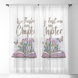 Just One More Chapter Floral Book Sheer Curtain