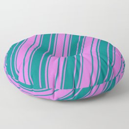 [ Thumbnail: Orchid and Teal Colored Stripes/Lines Pattern Floor Pillow ]