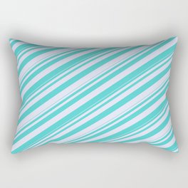 [ Thumbnail: Turquoise & Lavender Colored Lined/Striped Pattern Rectangular Pillow ]