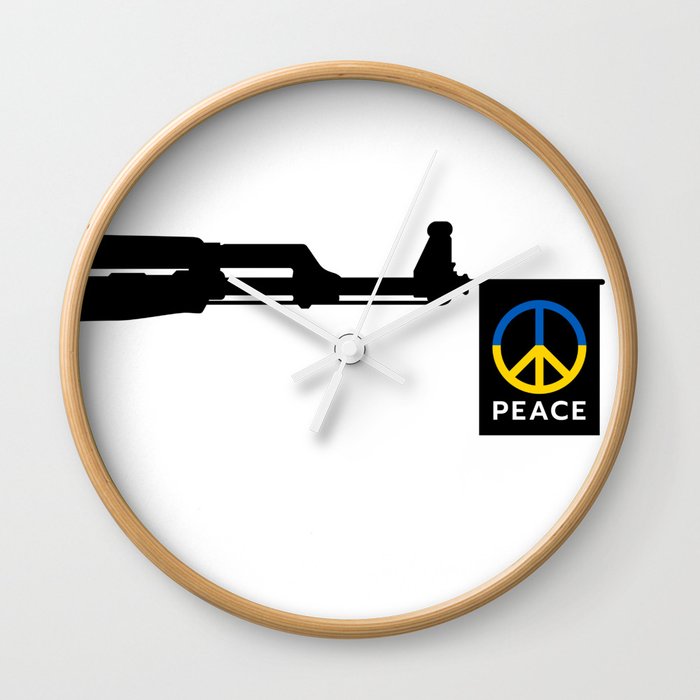 Peace sign at the end of the gun Wall Clock