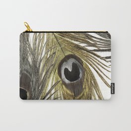 Gold and Silver Peacock Feathers Carry-All Pouch