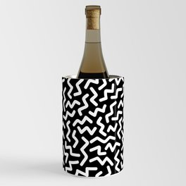 White Zigzag Memphis Style Black and White Pattern Wine Chiller