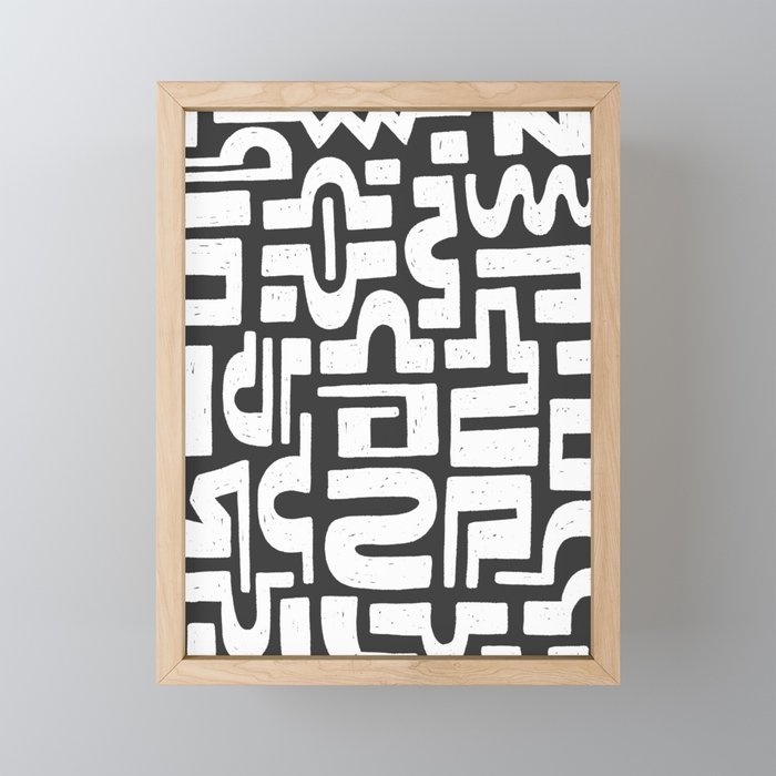 Modern Abstract Pattern in Black and White Framed Mini Art Print