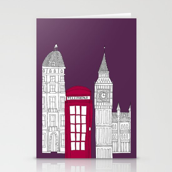 Night Sky // London Red Telephone Box Stationery Cards