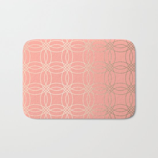 Simply Vintage Link in White Gold Sands and Salmon Pink Bath Mat