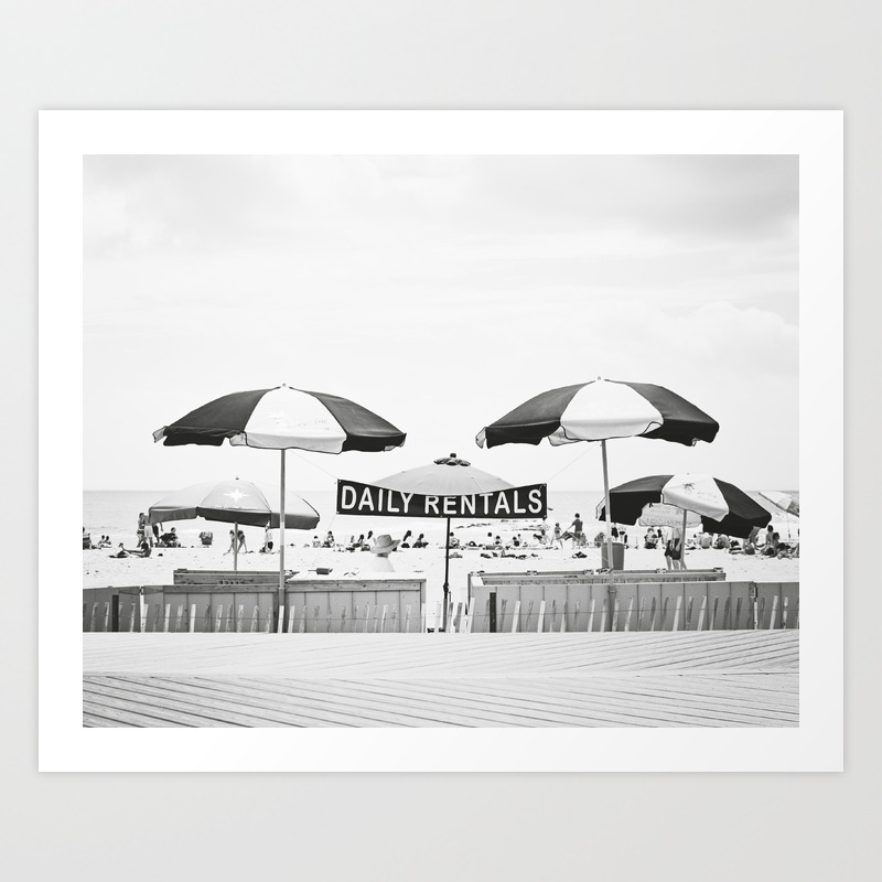 Black And White Seashore Photography Neutral Beach Umbrella