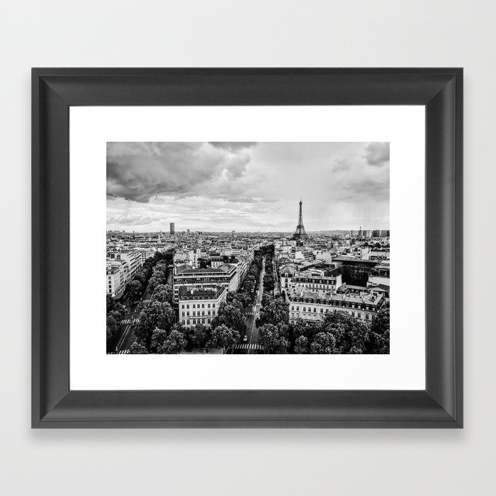 Black & White Paris Skyline Framed Art Print