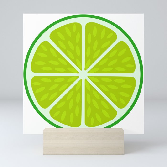 Green lime slice- citrus fruit cut section Mini Art Print